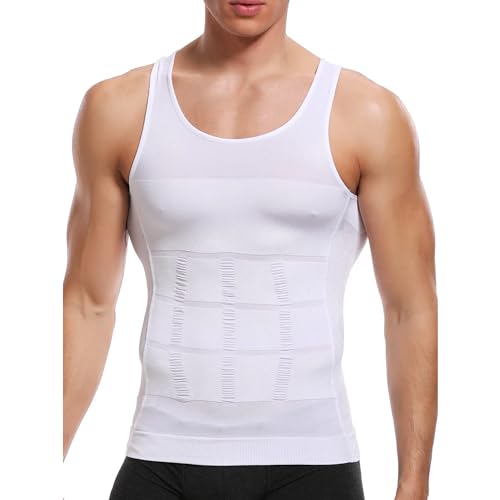 Ducomi Slimshaper Figurformendes Herrenunterhemd – Ärmelloses Tanktop zum Modellieren und Schlankmachen - Macht den Bauchbereich Schlanker und Straffer (Weiß, X-Large) von Ducomi