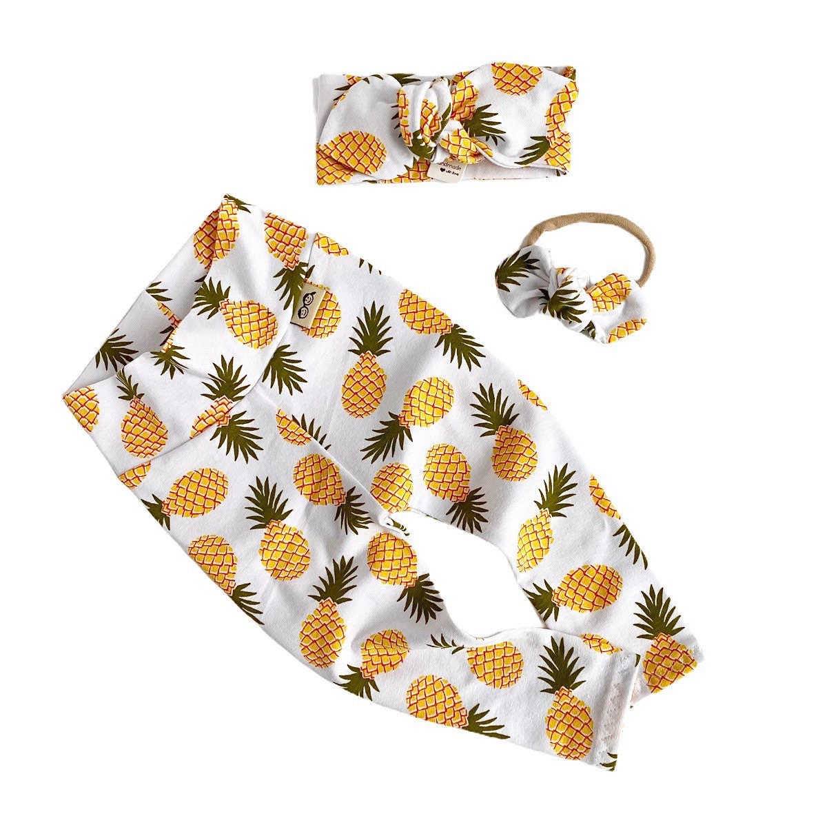 Ananas Auf Weiße Leggings Und/Oder Haarknoten Set/Baby Mädchen Kleidung Neugeborene Coming Home Outfit Preemie von DudisDesign