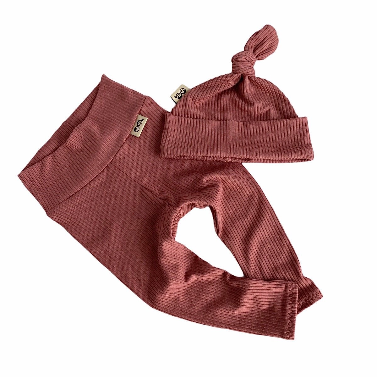 Mauve Rippen Leggings Und Knoten Hut/Frühchen Kleidung Neugeborenen Coming Home Outfit Baby Hose Mütze Neugeborene Jungen Oder Mädchen Set von DudisDesign