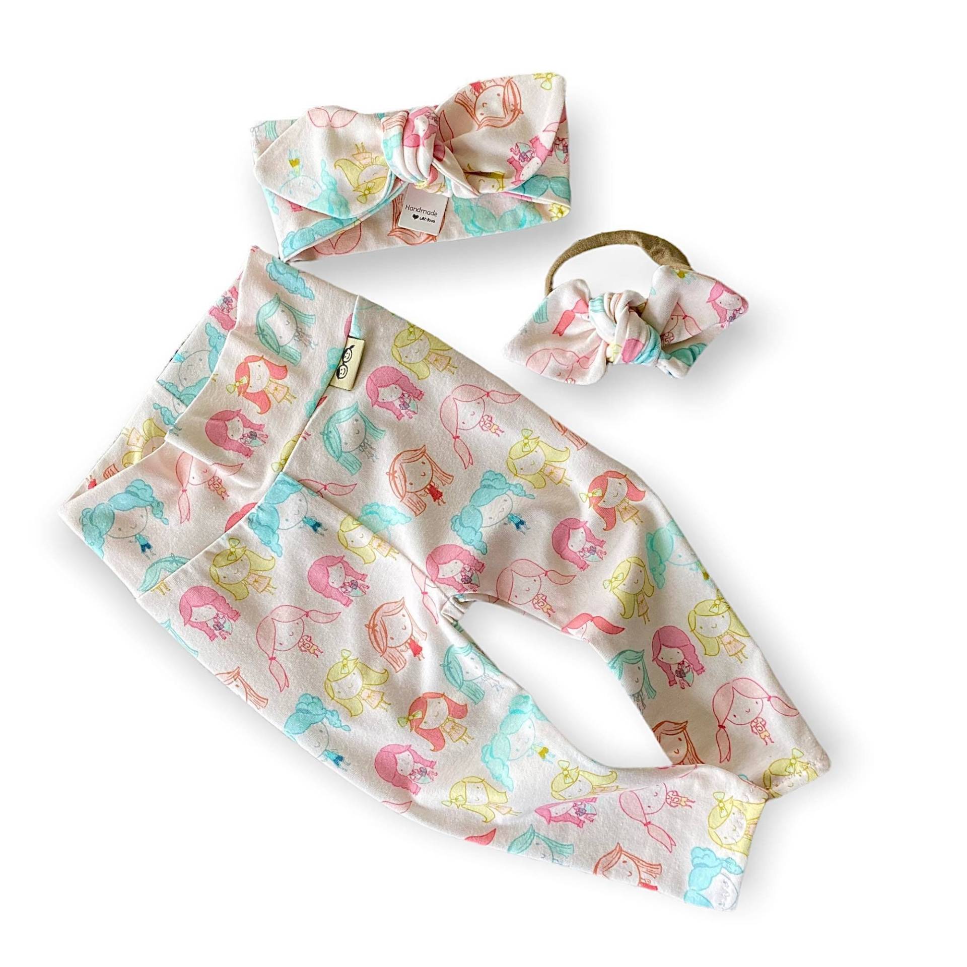 Puppen Leggings Und/Oder Top Knot Stirnbänder Set, Preemie Mädchen Kleidung, Neugeborenen Coming Home Outfit, Baby Hosen & Bögen, Outfit von DudisDesign