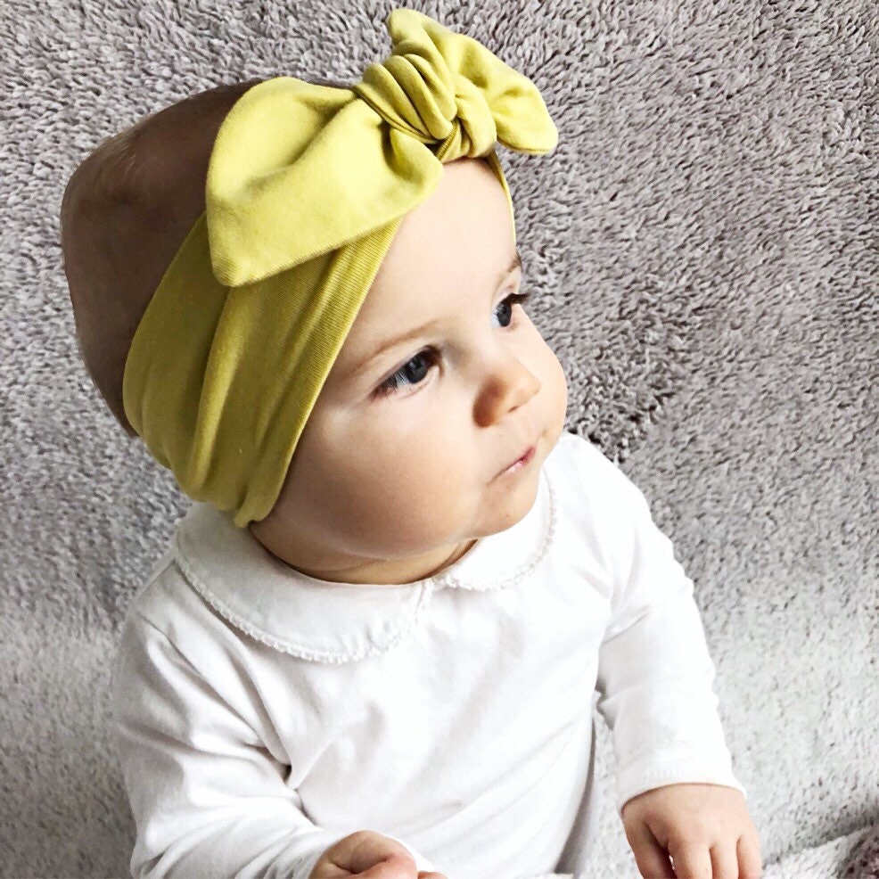 Zitronengelbes Top-Knoten Stirnband/Baby Mädchen Pastell Neugeborenen Erwachsene Knoten Stirnbänder Preemie von DudisDesign