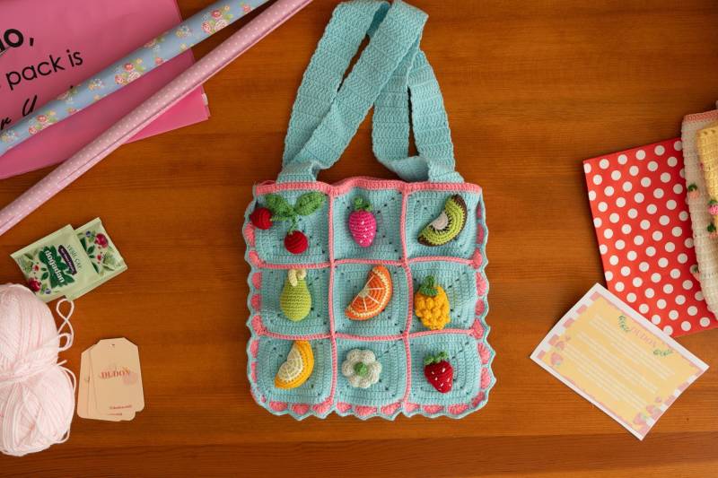 Obst Häkeln Schultertasche Handgemachte Baumwolle Grandma Square Tote von DudonStill