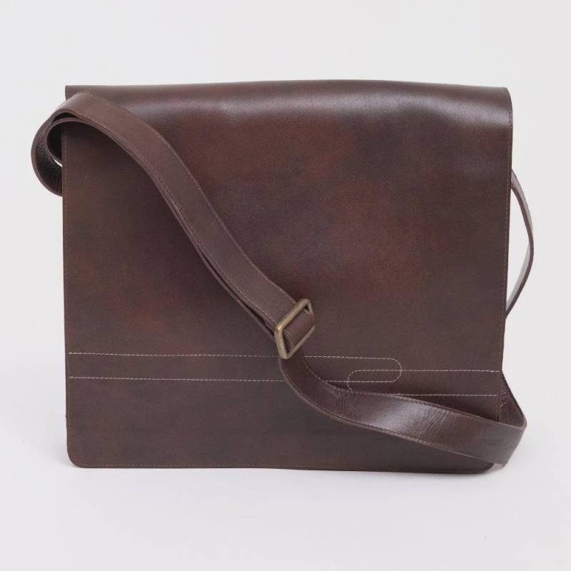 Nachhaltige Leder Posttasche 13", Laptoptasche Handgemacht, Vintage Umhängetasche, Vollleder Kuriertasche, Echtleder Messenger Bag in Braun von DudraEast