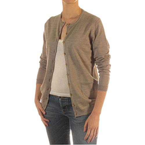 Duemme Maglieria Cashmere - Damen Strickjacke aus Kaschmir und Wolle, extrafein, Rundhalsausschnitt, Klassische Passform, Taschen, Beige L von Duemme Maglieria Cashmere