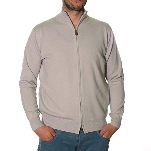 Duemme Maglieria Cashmere Herren-Cardigan aus 100% Kaschmir, Stehkragen, mit langem Reißverschluss, Klassische Passform, Grau 52 von Duemme Maglieria Cashmere