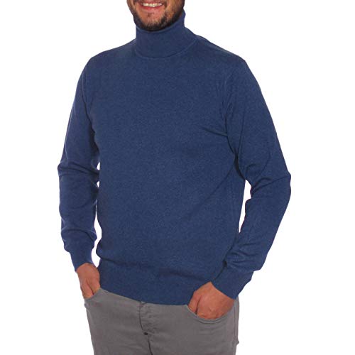 Duemme Maglieria Cashmere Herren Rollkragenpullover, aus 100% Kaschmir, Klassische Passform, Blau 46 von Duemme Maglieria Cashmere