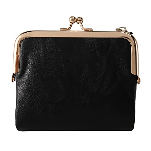 Kurze Geldbörse Bifold Retro Multifunktion Münzbörse mit Reißverschluss und Kiss Lock Grün, Schwarz , Size von Duendhd