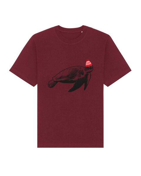 DüsselGreen Unisex T-Shirt bedruckt aus schwerer Bio Baumwolle | Turtle mit Beanie, Schildkröte DüsselGreen Unisex T-Shirt bedruckt aus schwerer Bio Baumwolle | Turtle mit Beanie, Schildkröte von DüsselGreen