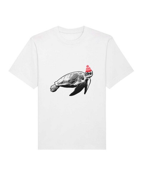 DüsselGreen Unisex T-Shirt bedruckt aus schwerer Bio Baumwolle | Turtle mit Beanie, Schildkröte DüsselGreen Unisex T-Shirt bedruckt aus schwerer Bio Baumwolle | Turtle mit Beanie, Schildkröte von DüsselGreen