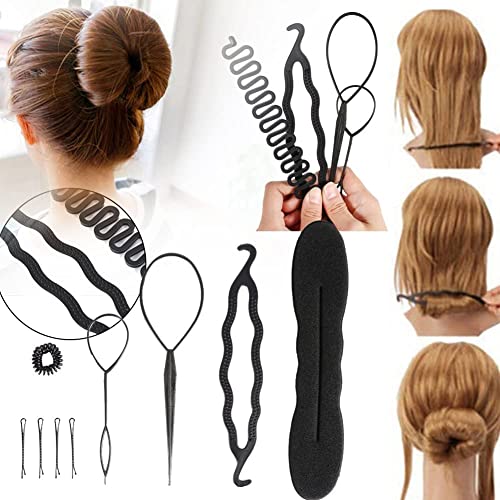 Sonew Haar Styling Design Zubehör Set, Hochsteckfrisuren Zubehör, Haarstyling-Zubehör-Tools-Kit für Frauen, Haarknoten Maker Flechten Styling Scheibe Twist Tools(9 STÜCKE) von Sonew