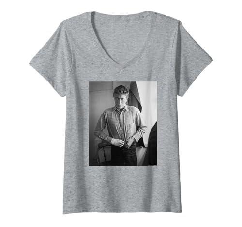 Damen David Bowie Lodger Shoot Candid Duffy Archivfotografie T-Shirt mit V-Ausschnitt Damen David Bowie Lodger Shoot Candid Duffy Archivfotografie T-Shirt mit V-Ausschnitt von Duffy Archive Photography