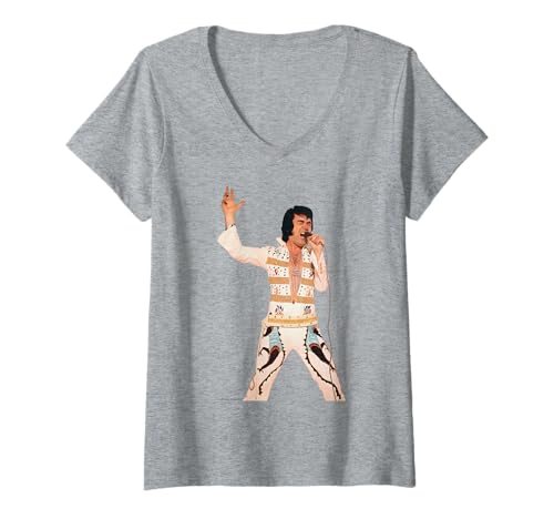 Damen Elvis Presley Impersonator Duffy Archivfotografie T-Shirt mit V-Ausschnitt von Duffy Archive Photography