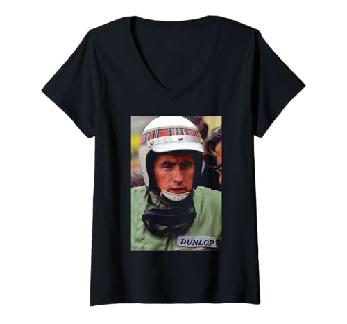 Damen Jackie Stewart Racing Driver F1 Duffy Archivfotografie T-Shirt mit V-Ausschnitt Damen Jackie Stewart Racing Driver F1 Duffy Archivfotografie T-Shirt mit V-Ausschnitt von Duffy Archive Photography