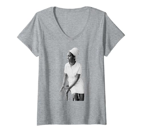 Damen Nina Simone Jazz Gospel Sänger Duffy Archivfotografie T-Shirt mit V-Ausschnitt von Duffy Archive Photography