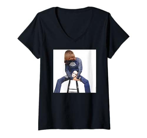 Damen Visagistin Pierre Laroche 1973 Duffy Archivfotografie T-Shirt mit V-Ausschnitt von Duffy Archive Photography