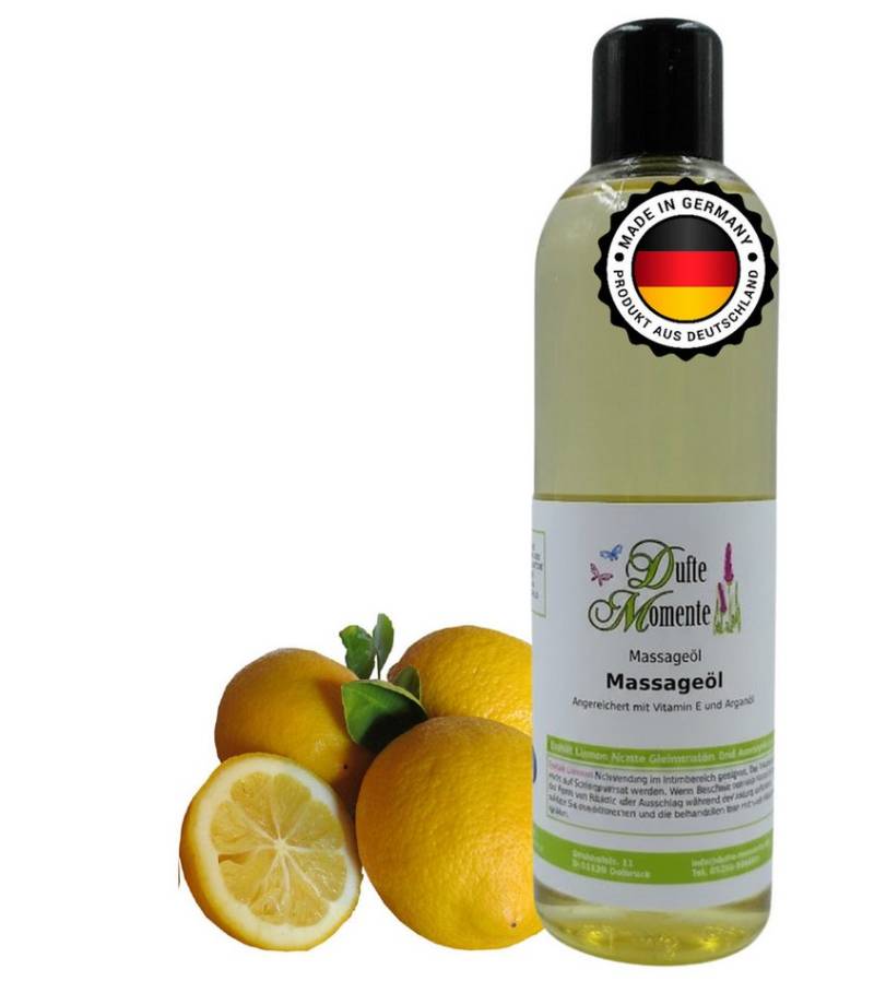 Dufte Momente Massageöl Zitrone 250ml - 3L, Paraffinölbasis, vegan & ohne Tierversuche von Dufte Momente
