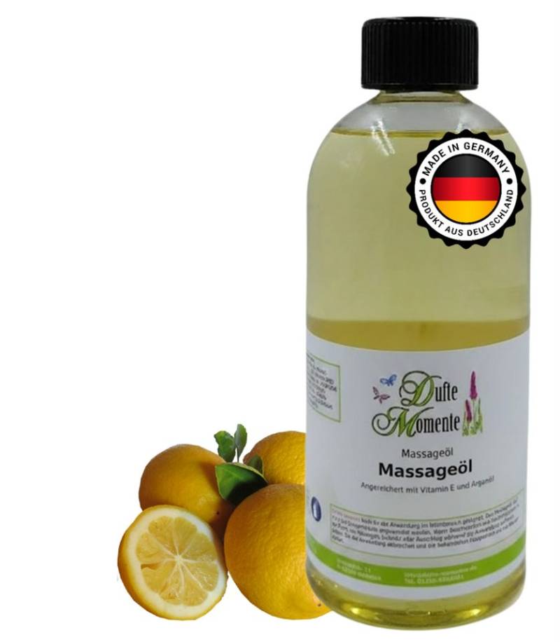 Dufte Momente Massageöl Zitrone 250ml - 3L, Paraffinölbasis, vegan & ohne Tierversuche von Dufte Momente