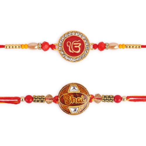 Dugan Ek Onkar Rakhi für Bruder, 2er-Set, Rakhi-Set mit Rakhi-Grußkarte, Roli Chawal-Paket – Raksha Bandhan traditionelles Rakhi-Armband für Bruder Rakhi für Bhaiya | Bhai Rakhi GMRK09 Dugan Ek Onkar Rakhi für Bruder, 2er-Set, Rakhi-Set mit Rakhi-Grußkarte, Roli Chawal-Paket – Raksha Bandhan traditionelles Rakhi-Armband für Bruder Rakhi für Bhaiya | Bhai Rakhi GMRK09 von Dugan