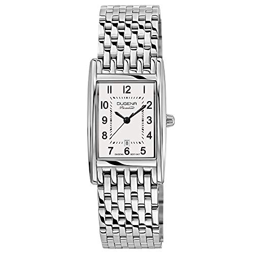 Dugena Damen-Armbanduhr 7000120 Quadra Artdeco, Quarz, weißes Zifferblatt, Edelstahlgehäuse, Saphirglas, Edelstahlarmband, Doppelfaltdrückerschließe, 5 bar von Dugena