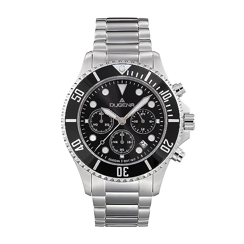Dugena Herren-Armbanduhr Diver XL Chrono, Quarzwerk, Edelstahl, Mineralglas, Drückerfaltschließe, 10 bar, Farbe:Schwarz von Dugena