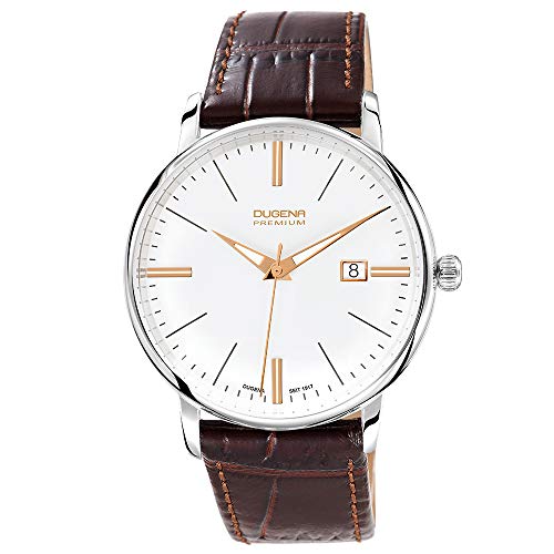 Dugena Herren-Armbanduhr 7000167 Festa, Quarz, Bicolor Zifferblatt, Edelstahlgehäuse, Saphirglas, Lederarmband, Dornschließe, 5 bar von Dugena