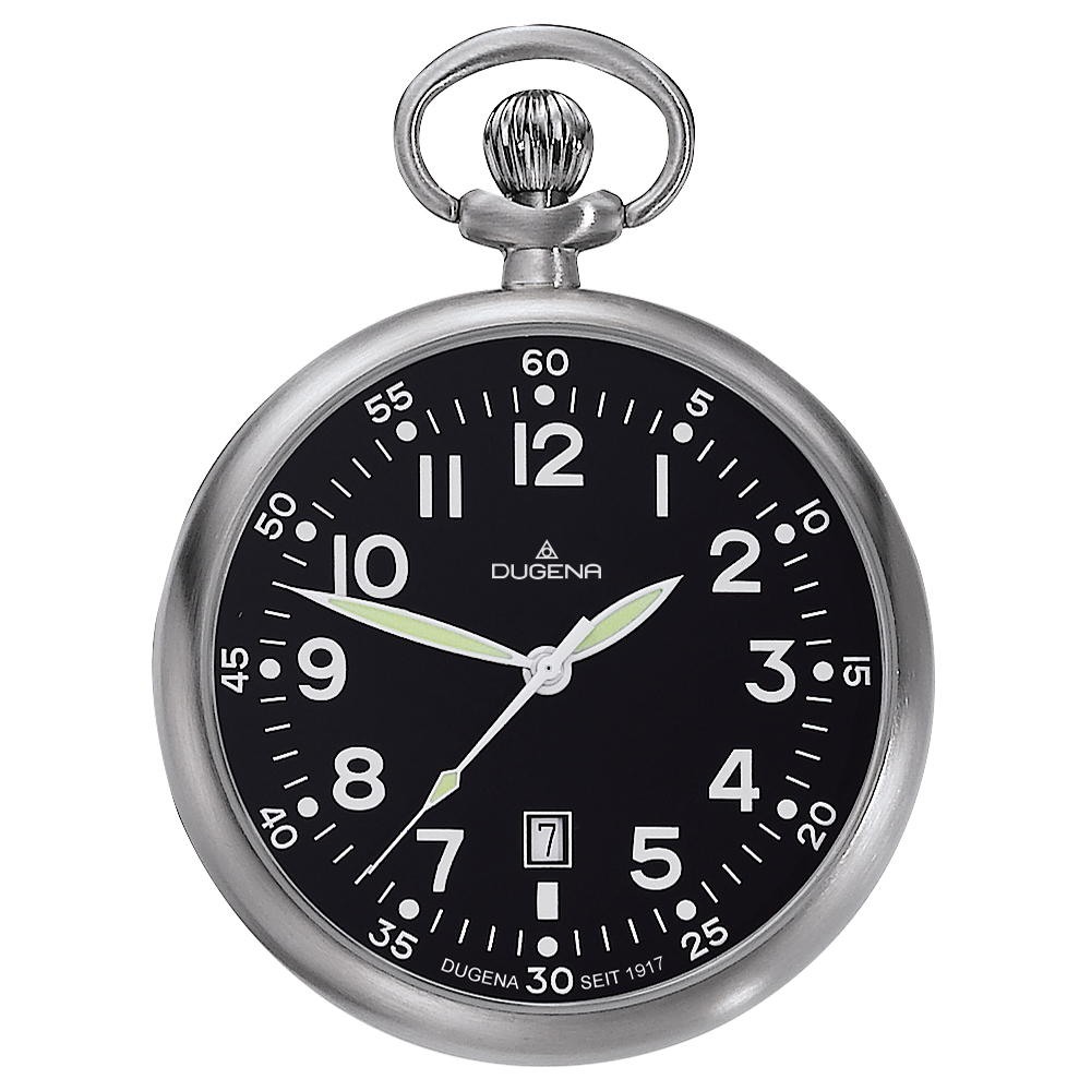 Lepine Taschenuhr Schwarz Silber von Dugena