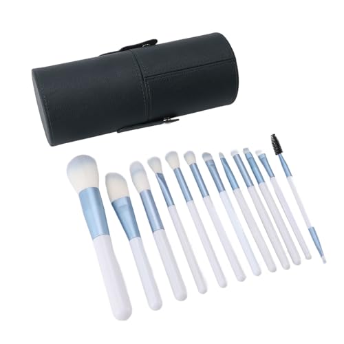 DUIMIMI 12-teiliges Make-up-Pinsel-Set mit weichen Faserhaaren, professionelle Grundierung, Rouge, Lidschatten, Concealer-Pinsel mit dunkelgrünem Aufbewahrungskoffer von Duimimi