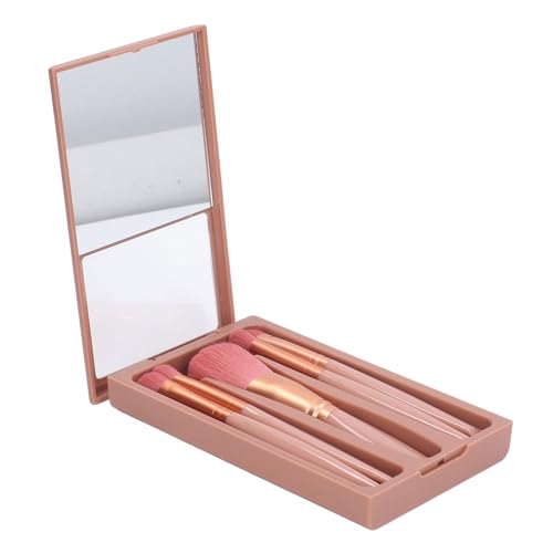 DUIMIMI Tragbares 5-teiliges Make-up-Pinsel-Set mit Spiegel – weiche und leichte Kosmetikpinsel für Grundierung, Lidschatten, Rouge und Puder – reisefreundlich und von Duimimi