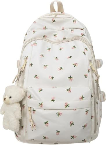 Dujuanus Blumen Rucksack Schulrucksack Teenager Aesthetic Backpack Japanische Schultasche Mädchen Rucksack Schule School Bag für die Schulranzen Mädchen (03#) von Dujuanus