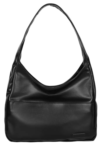 Tragetaschen für Damen große Umhängetasche Hobo Tote Bag aus veganem Kunstleder lässige Retro Schulterhandtasche für den täglichen Gebrauch (Black) von Dujuanus