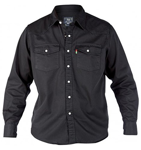 Duke KS1024 Jeans Western-Hemd schwarz in Übergrößen: Farbe: schwarz | Kragenweite: 51/52-4XL von Duke London