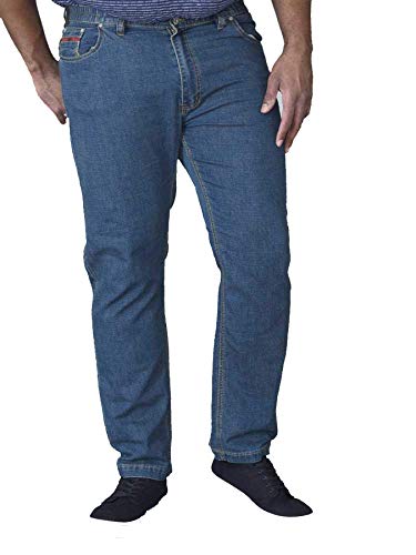 Duke London King Größe Bequemer Komfort Passform Stretch Jeans mit Elastischer Taille (Bailey) - Blau, 58W x L30 von Duke London