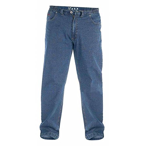 Duke London Mens Bailey Neue Taillengummi Kingsize Denimjeans Stonewashed W54- L30 von Duke London