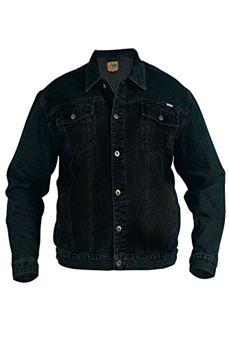 Groß King-size Neu Herren Duke Jeans Jacke Trucker West Darkwash Denim Mantel - Schwarz, Größe 5XL (150-155cm Brustumfang) von Duke London