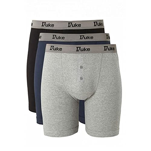 Duke London Herren Driver Kingsize Boxer Shorts Baumwolle (3 Stück) (3XL) (Schwarz/Grau/Marineblau) von DUKE