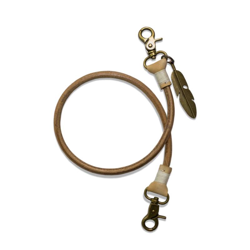 Schlüsselanhänger, Naturleder, 50 cm, Mit Alter Bronzefarbener Feder von DukeAndSonsLeather