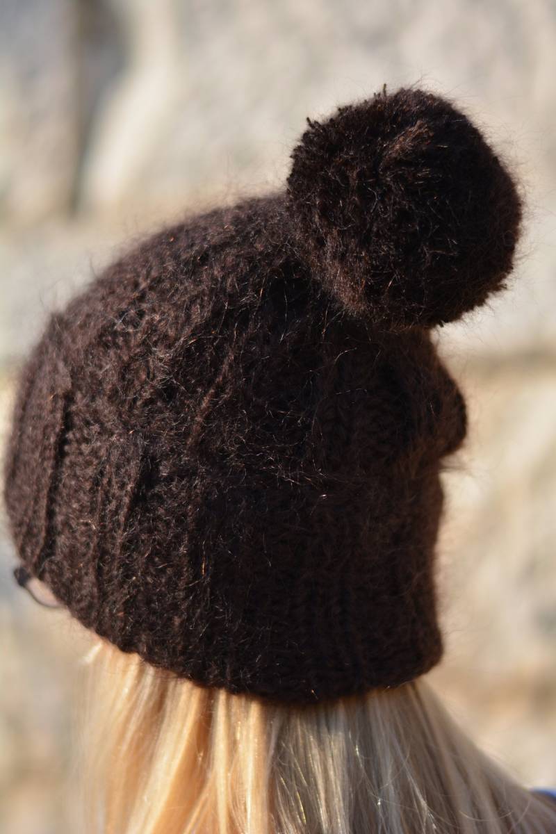 Handgemachte Mütze Fuzzy Mohair Handgestrickt Weiche Warme Dicke Beanie Skimütze Wintermütze By Dukyana von Dukyana