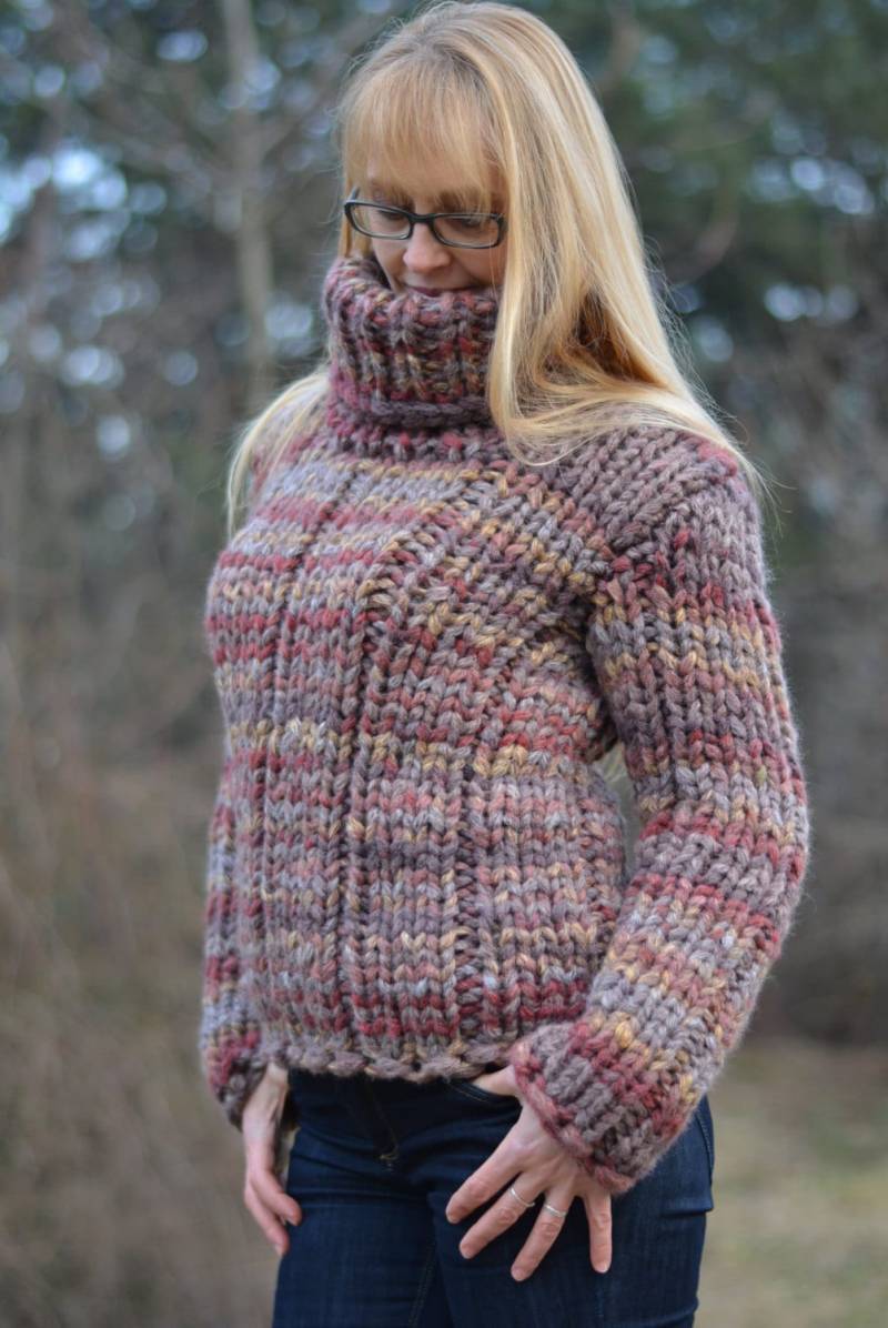 Handgestrickter Wollpullover Grobstrick Tailliert Wolle Weiche Dukyana von Dukyana