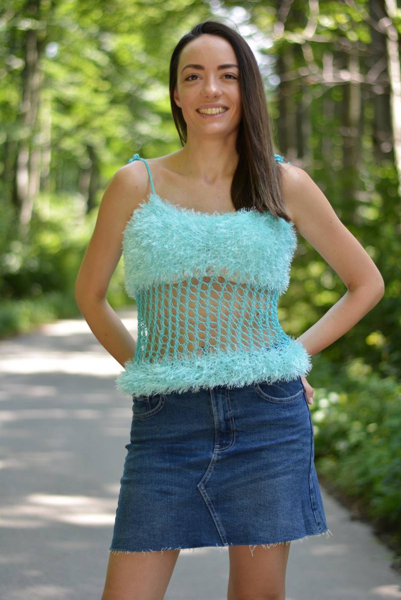 Handgestricktes Sommertop in Mint von Dukyana