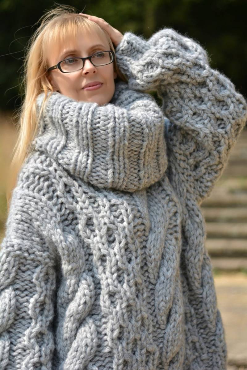 Wollpullover Handarbeit Pullover Strickpullover Hand Gestrickt Wolle Handknit Chunky Bulky Cabled Top von Dukyana