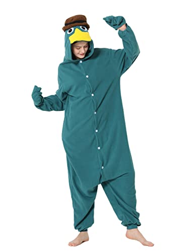 Duledule Onesie Kostüm Schnabeltier Onesies Tier Jumpsuit Perry Pyjama Fasching Halloween Schlafanzug Erwachsene YZS-lvXL von Duledule