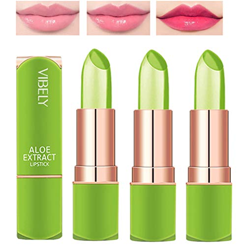 Magic Temperature Color Changing Lip Balm Set, Dulele Organic Aloe Vera Moisturizing Long Lasting Jelly Crystal Lipstick (3 Packungen) von Dulele