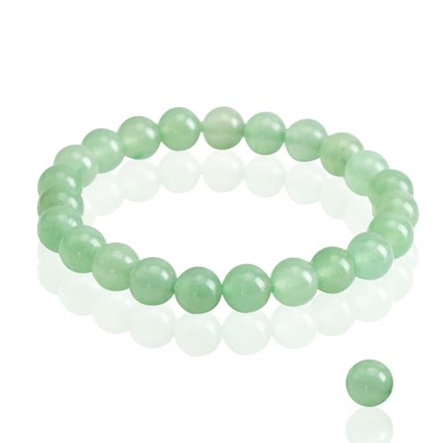 Duluok Heilsteine Armband Damen Einstellbare Perlen Kristall Armband Jadefarbe Heilungsarmband 8mm Naturstein Armband 15.7CM Elastisch Bekämpfe Angst Armband Geschenke Muttertag Bringt Glucksbringer von Duluok