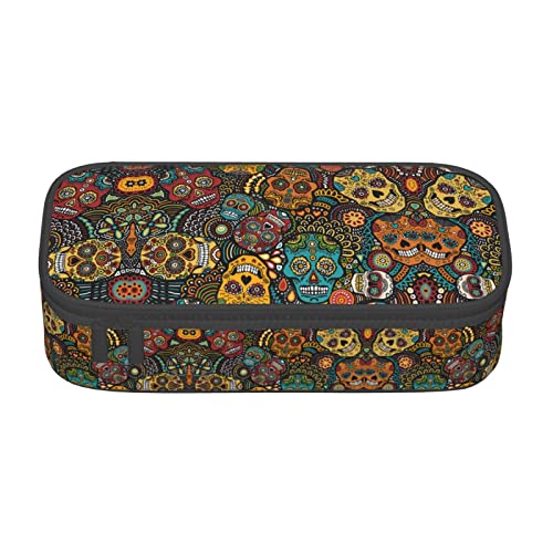 Dulzan Bowling-Federmäppchen, Stifteetui, einfaches Schreibwarentasche, Schule, Uni, Büro, Organizer, niedlich, Sugar Skulls Print, Einheitsgröße, Koffer von Dulzan