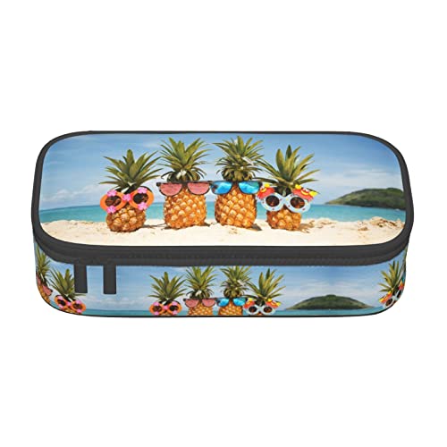 Dulzan Ocean Beach Pineapple Pencil Case Pouch Pen Case Simple Stationery Bag School College Office Organizer,Cute, Ocean Beach Ananas, Einheitsgröße, Koffer von Dulzan