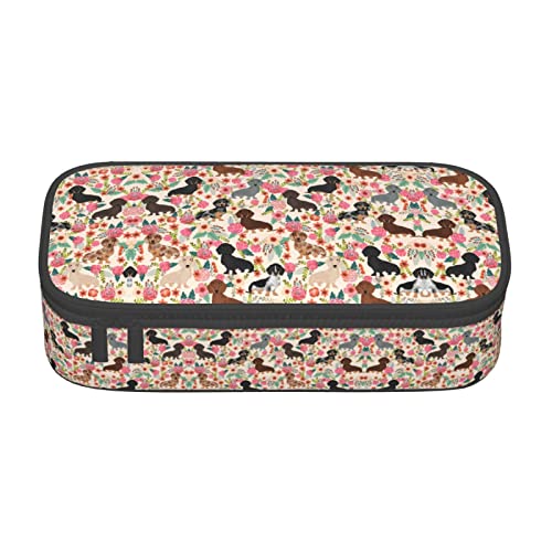 Dulzan Serene Coastal Federmäppchen, Stifteetui, einfaches Schreibwarentasche, Schule, Uni, Büro, Organizer, niedlich, Hund Blume, Einheitsgröße, Koffer von Dulzan