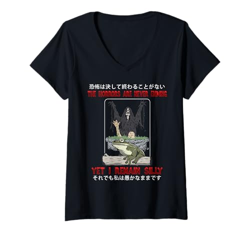 Damen Dunkler Humor Trifft Schrulligen Lustigen, Spielerischen T-Shirt mit V-Ausschnitt Damen Dunkler Humor Trifft Schrulligen Lustigen, Spielerischen T-Shirt mit V-Ausschnitt von Dumme Chaos -Geschenkideen Und Outfits