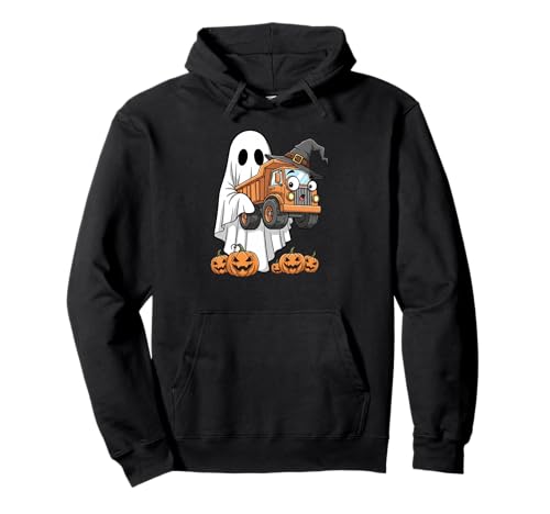 Lustiger Geister-Kipplaster Kürbis Halloween Kinder Herren Damen Pullover Hoodie von Dump Truck Lovers Cute Halloween Outfits Boy Girl
