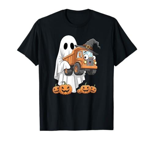 Lustiger Geister-Kipplaster Kürbis Halloween Kinder Herren Damen T-Shirt von Dump Truck Lovers Cute Halloween Outfits Boy Girl