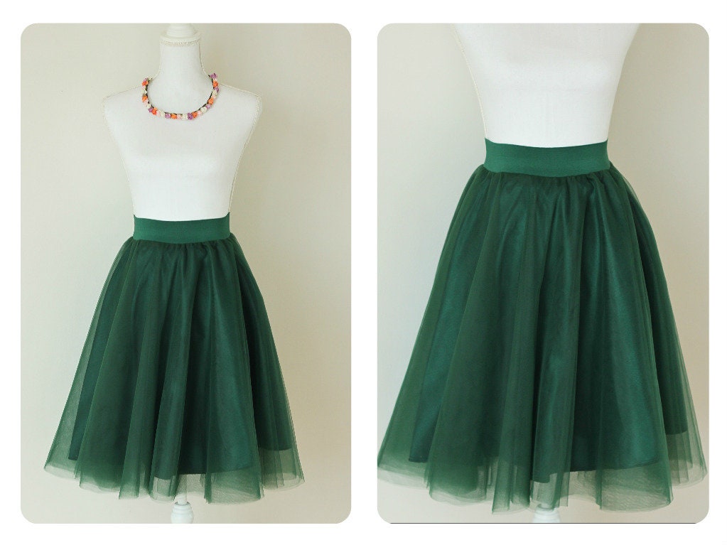 Valentinstag Geschenke-Smaragdgrün Frauen Tütü Rock - Midi Länge Damen Dame Tüll Brautjungfern Outfit von DumpiBoutique